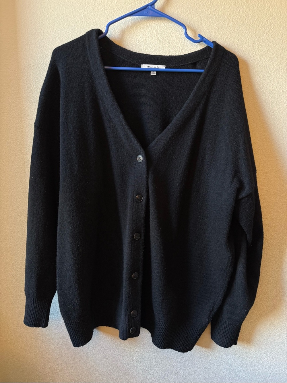 Madewell Black V-Neck Button Cardigan Sweater